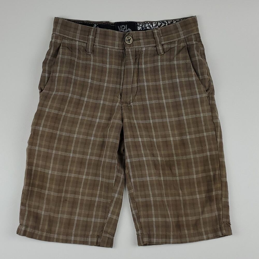 Volcom Orson Plaid Checkered Chino Cargo Board Casual Short Pocket Youth 24